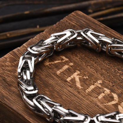 Klobige byzantinische Kettenarmbänder für Männer und Jungen, V-förmiges Edelstahl-Kettenglied-Armband, Vintage-Schmuck, Accessoires, Herrengeschenke