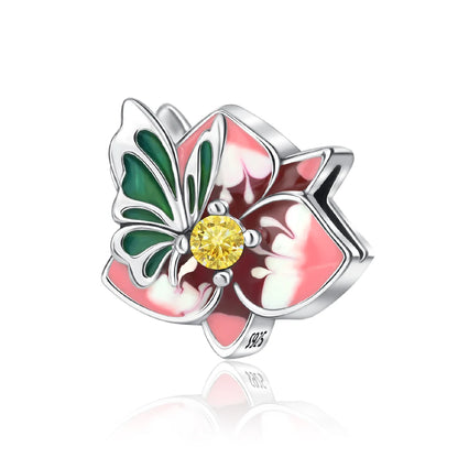 Heißer Verkauf, 925er-Sterlingsilber, Sterne und Mond, Perlen, Schmetterling und Engel, baumelnder Charm, passend für Armbänder, niedliche bunte Anhänger-Geschenke