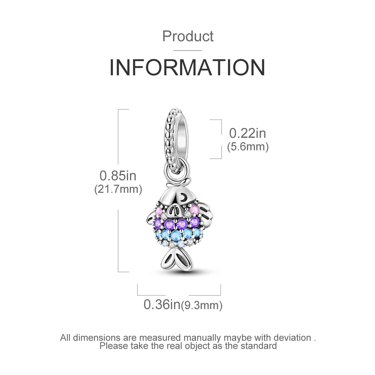 Fisch-Charm aus 925er Silber, passend für Original-Armbänder, Halsketten, zum Selbermachen, für Damen, Modeschmuck