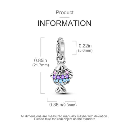 Fisch-Charm aus 925er Silber, passend für Original-Armbänder, Halsketten, zum Selbermachen, für Damen, Modeschmuck