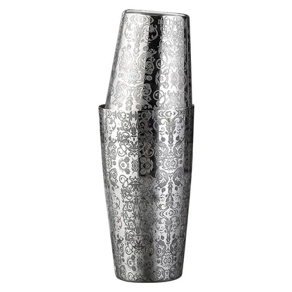 Boston Shaker aus Edelstahl mit geätztem Muster, Cocktail-Shaker, Martini-Shaker, Getränkemixer, professionelle Barkeeper-Sets