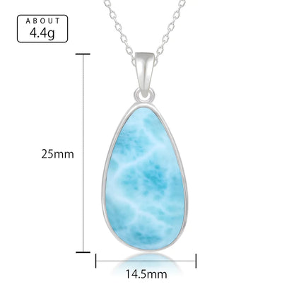 925 Sterling Silber Schmuck Geschenke Klassische Anhänger Halskette Natürliche Edel Larimar Retro Frau Oval Charme Rhodium Überzogene Gold