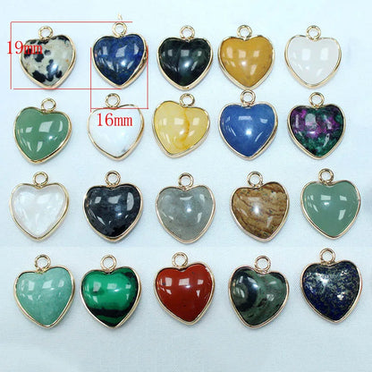 10 Stück Liebe Naturstein Amethyst Tigerauge Rosa Kristall Mischfarbe Stein Herz Anhänger für DIY Schmuck Halskette Exquisites Geschenk