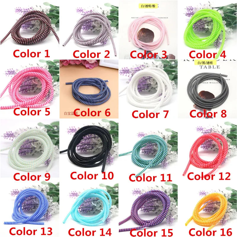 100pcs 1,4 m bunte Spiral ladegerät Kabel Kabels chutz universelle Datenleitung Dekoration Wickler für iPhone Samsung Huawei Xiaomi