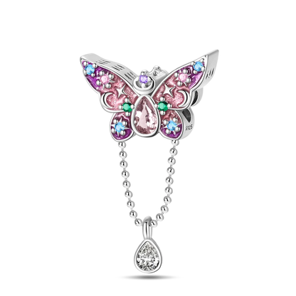 Bunter Schmetterlings-Quasten-Charm-Anhänger aus 925er-Sterlingsilber mit Perlen, passend für Original-Armbänder aus Silber für die Schmuckherstellung von Frauen