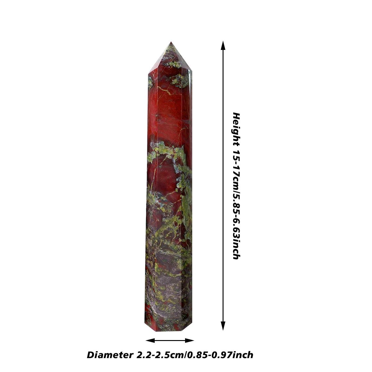 15–17 cm, 1 Stück, natürlicher Kristallstein, großer Heilkristallstab, Drachenblutstein, Punkt, Obelisk, Turmdekoration