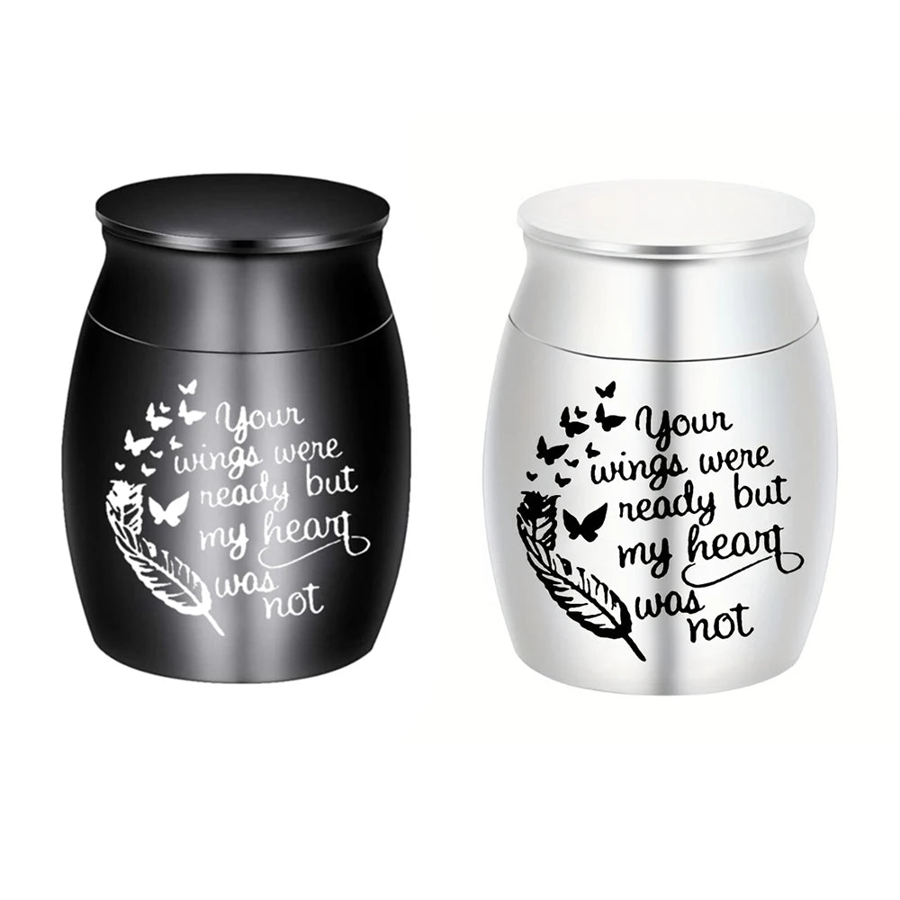 Small Keepsake Urns for Ashes Mini Cremation Urn for Ashes Aluminum Alloy Pets/Human Memorial Ashes-Your wings were ready..