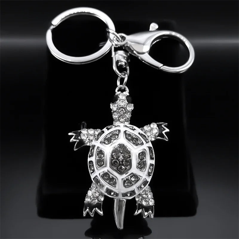 Exquisite bunte Kristall Schildkröte Schlüsselanhänger Halter für Frauen Männer Legierung Strass Tier Schlüsselanhänger Charme Schmuck Geschenke K5205S03