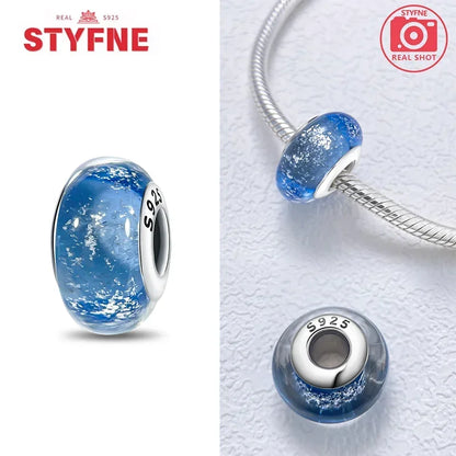 Echtes Sterlingsilber 925, Blumen-Charms, Glas, neue Original-Perle, bunt, Murano, passend für Original-Armbänder, DIY für Frauen, Schmuck, Geschenke