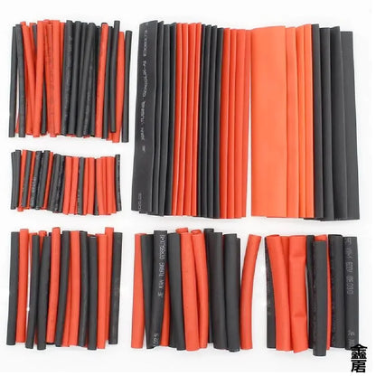 127PCS Schwarz Rot Schrumpfschlauch 2:1 Sortiment Polyolefin Rohr Auto Kabel Schlauch Wrap Draht Kit