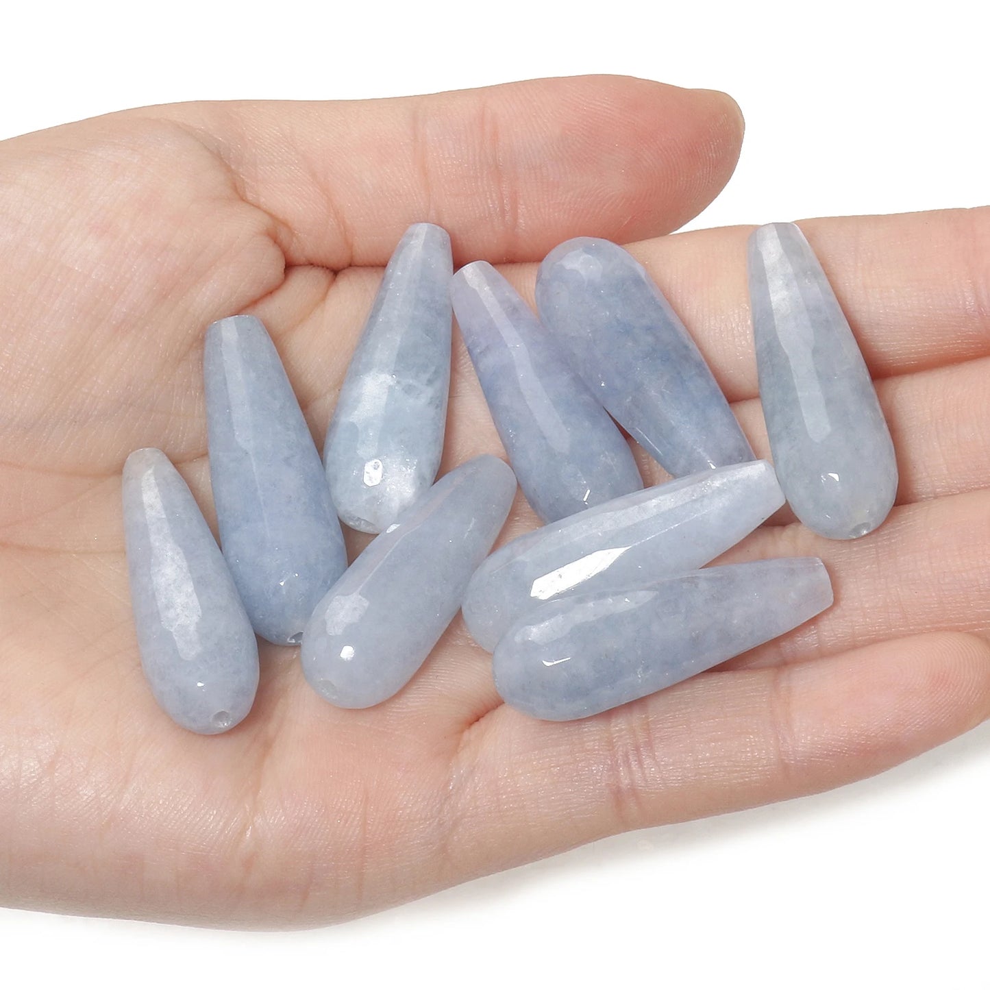 2 Stück Charme Wasser tropfenform Perlen 10x30mm Chalcedon Achate Howlite lose Spacer Perlen für Schmuck machen DIY Armband Ohrringe