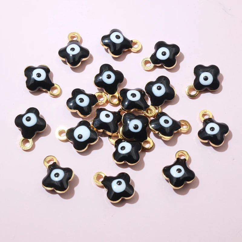20 Stück 9x7mm Emaille Böse Augen Blumen Anhänger Anhänger kleine Edelstahl DIY Schmuck Herstellung Zubehör Ergebnisse