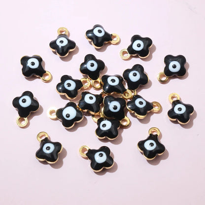20 Stück 9x7mm Emaille Böse Augen Blumen Anhänger Anhänger kleine Edelstahl DIY Schmuck Herstellung Zubehör Ergebnisse