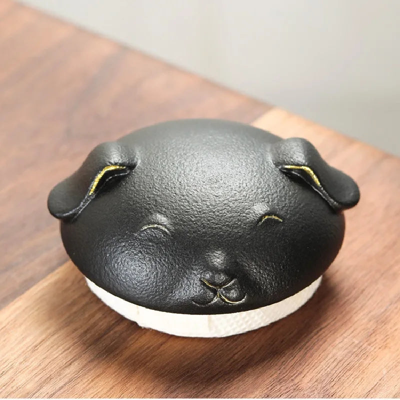 Urn for pet ashes, cat shape memorial cremation urns, hand crafted black, decorative urns for burial dog, ceramic sealed jar