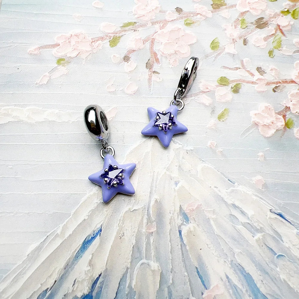 Violette Emaille Stern Anhänger baumeln Charme heiß verkaufen Europa Mode europäische Sterling Silber trend iges Geschenk für Frauen