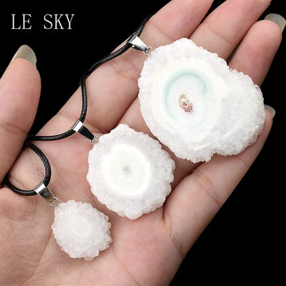 Neue natürliche Druzy Stein Anhänger Sonnenblume weiß Kristall Anhänger Charms für die Herstellung von DIY Schmuck Halskette Zubehör