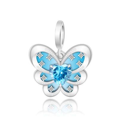 Glänzende Schmetterlingsanhänger aus 925er-Sterlingsilber mit flatternder Dunkelheit, passend für DIY-Armbänder, Halsketten, romantisches Geschenk, Paarung
