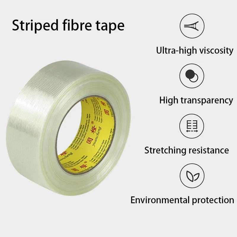 10 m gestreiftes Faserband, Lithium-Batterie-Pack, Isolierfolie, Glasfaserband, einseitig klebende Dichtung, Verpackung fixiert