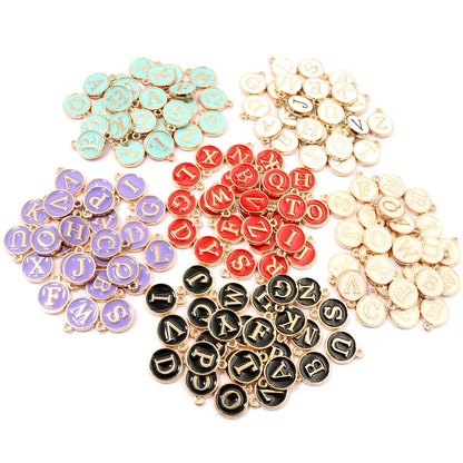 26 Stück 12x14mm A-Z Buchstaben Charms Emaille Alphabet Initial Letter Charms Anhänger Handgemachtes DIY Armband Schmuck Herstellung Zubehör