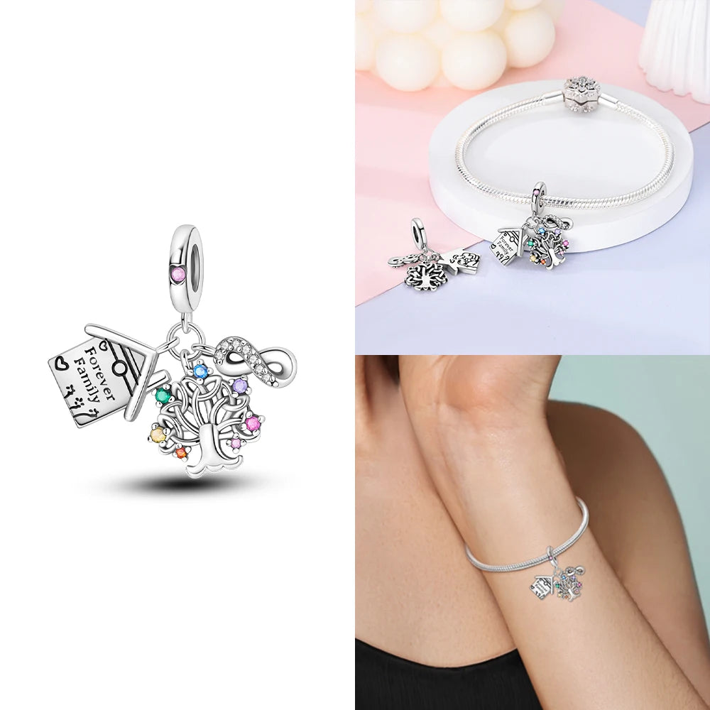 Neue Charms-Perle aus 925er-Sterlingsilber, rosa Schmetterling, leuchtende Glühwürmchen, baumelnd, passend für Armreifen, Halskette, DIY-Schmuck, Frauen-Geschenk