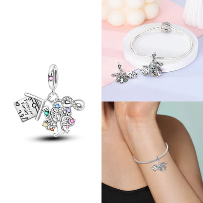 Neue Charms-Perle aus 925er-Sterlingsilber, rosa Schmetterling, leuchtende Glühwürmchen, baumelnd, passend für Armreifen, Halskette, DIY-Schmuck, Frauen-Geschenk