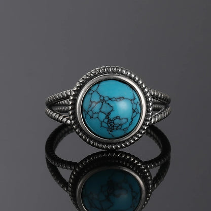 Vintage S925 Silber Ring Natürliche Türkis Ringe Luxus Schmuck Party Jahrestag Geburtstag Geschenk für Frauen Mann