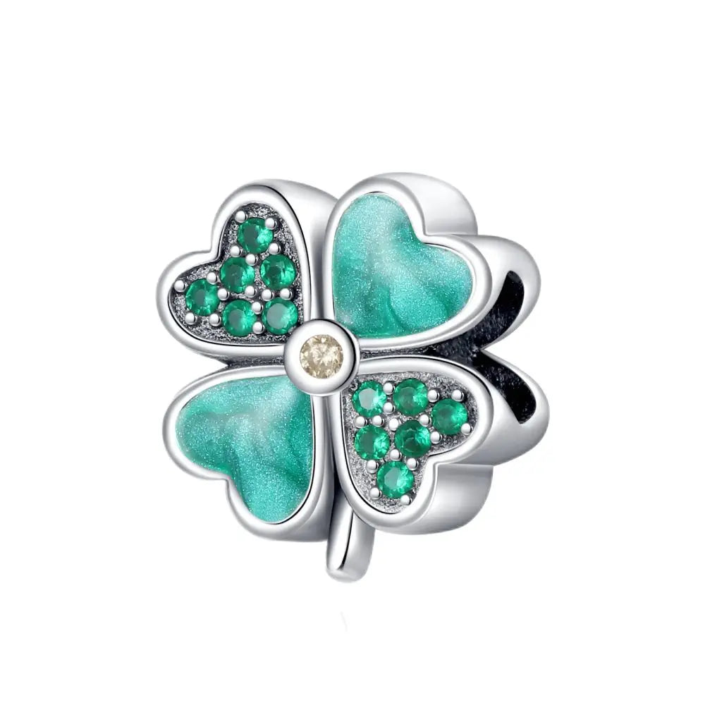Glücksbringer aus 925er-Sterlingsilber mit vierblättrigem Kleeblatt, Hufeisenkrabbe, Marienkäfer-Zahlen-Charm, passend für DIY-Armbänder, Halsketten, Gesundheit, Glücksgeschenke