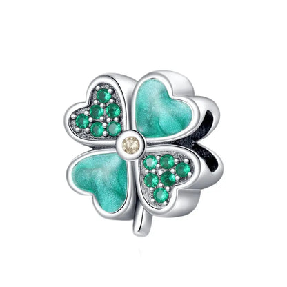 Glücksbringer aus 925er-Sterlingsilber mit vierblättrigem Kleeblatt, Hufeisenkrabbe, Marienkäfer-Zahlen-Charm, passend für DIY-Armbänder, Halsketten, Gesundheit, Glücksgeschenke