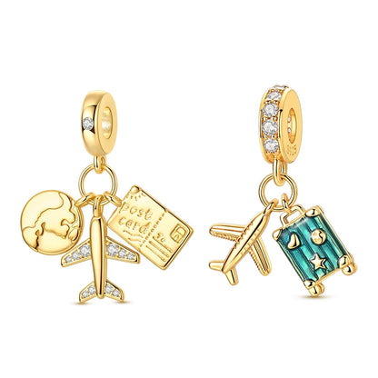 Goldfarbene Charms aus 925er Sterlingsilber, original goldene Sicherheitskette, runder Abstandshalter-Clip-Charm, DIY-Schmuck für Damen, Armband, Geschenk