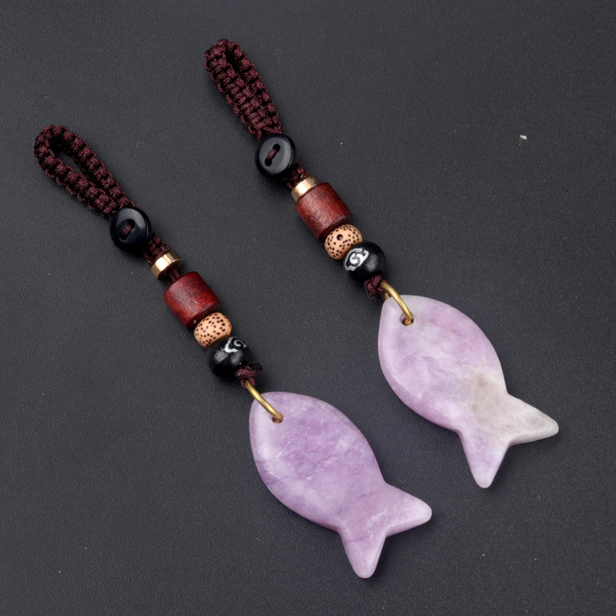 1 stücke natürliche Halbe del stein Tigerauge Stein gewebte kleine Fisch Auto Schlüssel bund Tasche Anhänger Schmuck Zubehör Geschenk