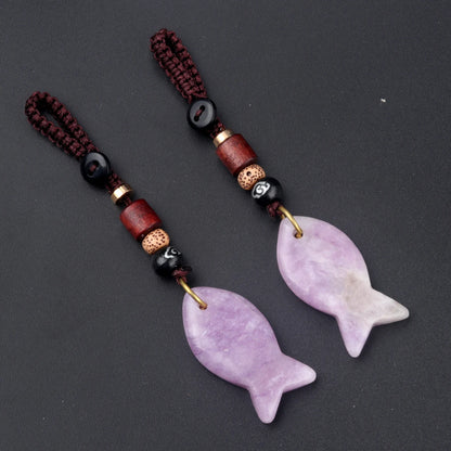 1 stücke natürliche Halbe del stein Tigerauge Stein gewebte kleine Fisch Auto Schlüssel bund Tasche Anhänger Schmuck Zubehör Geschenk