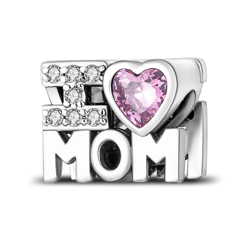 Charm-Perle aus 925er-Sterlingsilber, Mutter-Geschenk, Mutter, Liebe, glückliche Familie, baumelnd, passend für Original-Armreif, Halskette, DIY-Schmuck