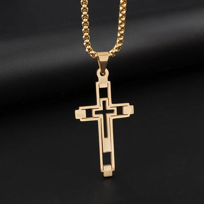 Vintage Gothic Totenkopf Jesus Kreuz Anhänger Halskette Katholischer Schmuck für Männer Punk Religiöse Amulett Halskette
