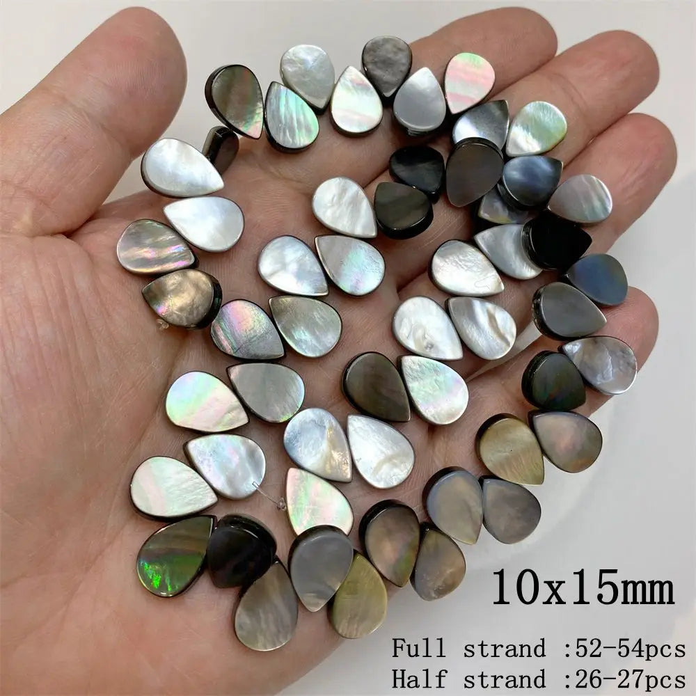 Natürliche graue schwarze Muschelperlen, rund, quadratisch, Perlmutt-Muschelperlen für die Schmuckherstellung, DIY-Charm, Halskette, Armband, Ohrringe