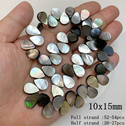 Natürliche graue schwarze Muschelperlen, rund, quadratisch, Perlmutt-Muschelperlen für die Schmuckherstellung, DIY-Charm, Halskette, Armband, Ohrringe