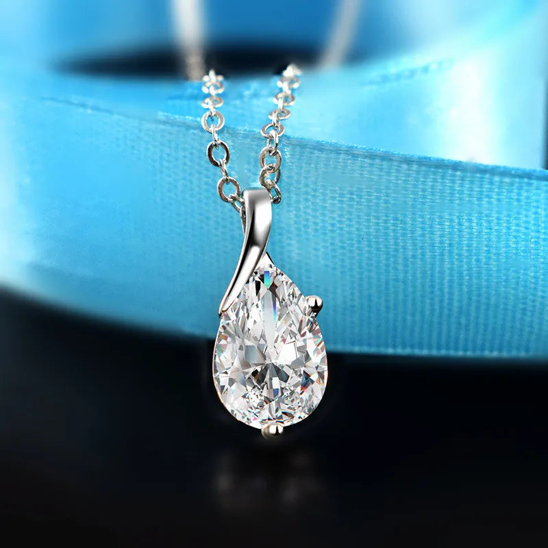 S925 Sterling Silber Halskette Engel Tränen Kristall Rot Anhänger Halskette für Frau Charme Schmuck Geschenk