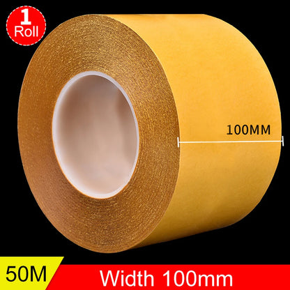 100 mm dickes doppelseitiges PET-Klebeband, hohe Temperaturbeständigkeit, keine Spuren, transparent, hitzebeständig, starkes Klebeband, 50 m
