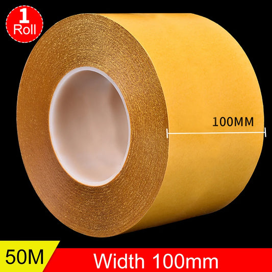 100 mm dickes doppelseitiges PET-Klebeband, hohe Temperaturbeständigkeit, keine Spuren, transparent, hitzebeständig, starkes Klebeband, 50 m
