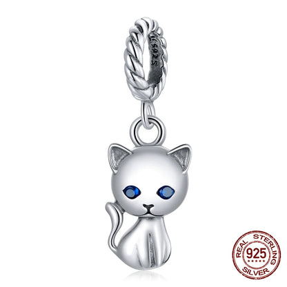 WOSTU 925 Sterling Silber Tier Cat Charm Anhänger Herz Familie Marienkäfer Bee Perlen Fit Original Armband DIY Schmuck Für Frauen