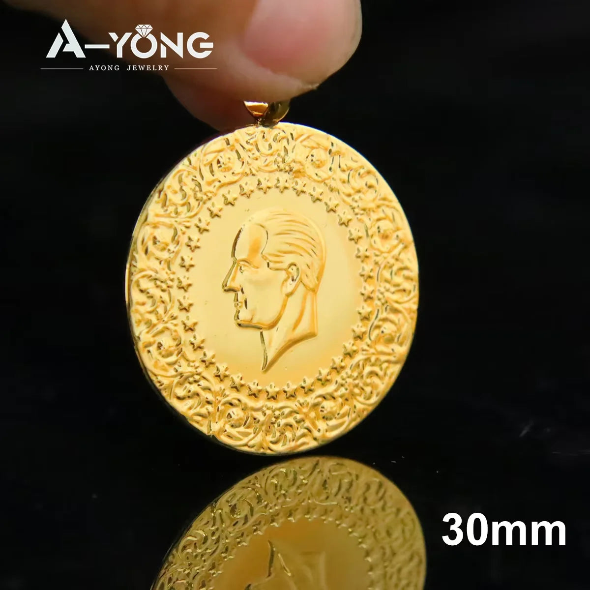 10 Stück vergoldete Münzen Anhänger 21 Karat Gold Farbe Türkische Lira Anpassen Halskette Armband Teile Dubai Islamischer Vintage-Schmuck