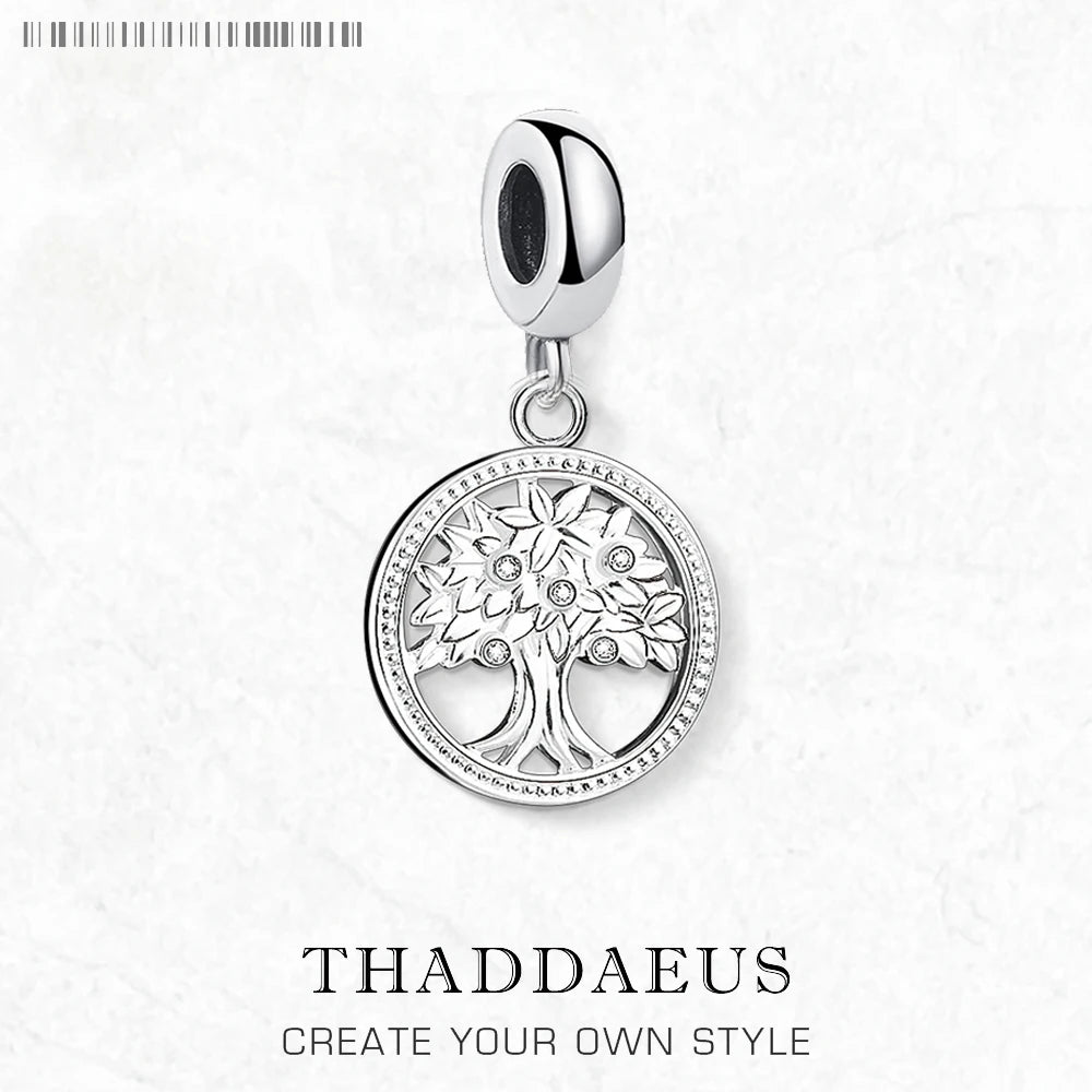 Baum des Lebens Runde Anhänger Charme Frühling 925 Sterling Silber Elegante Frauen Mädchen Schmuck Geschenke Dropshipping