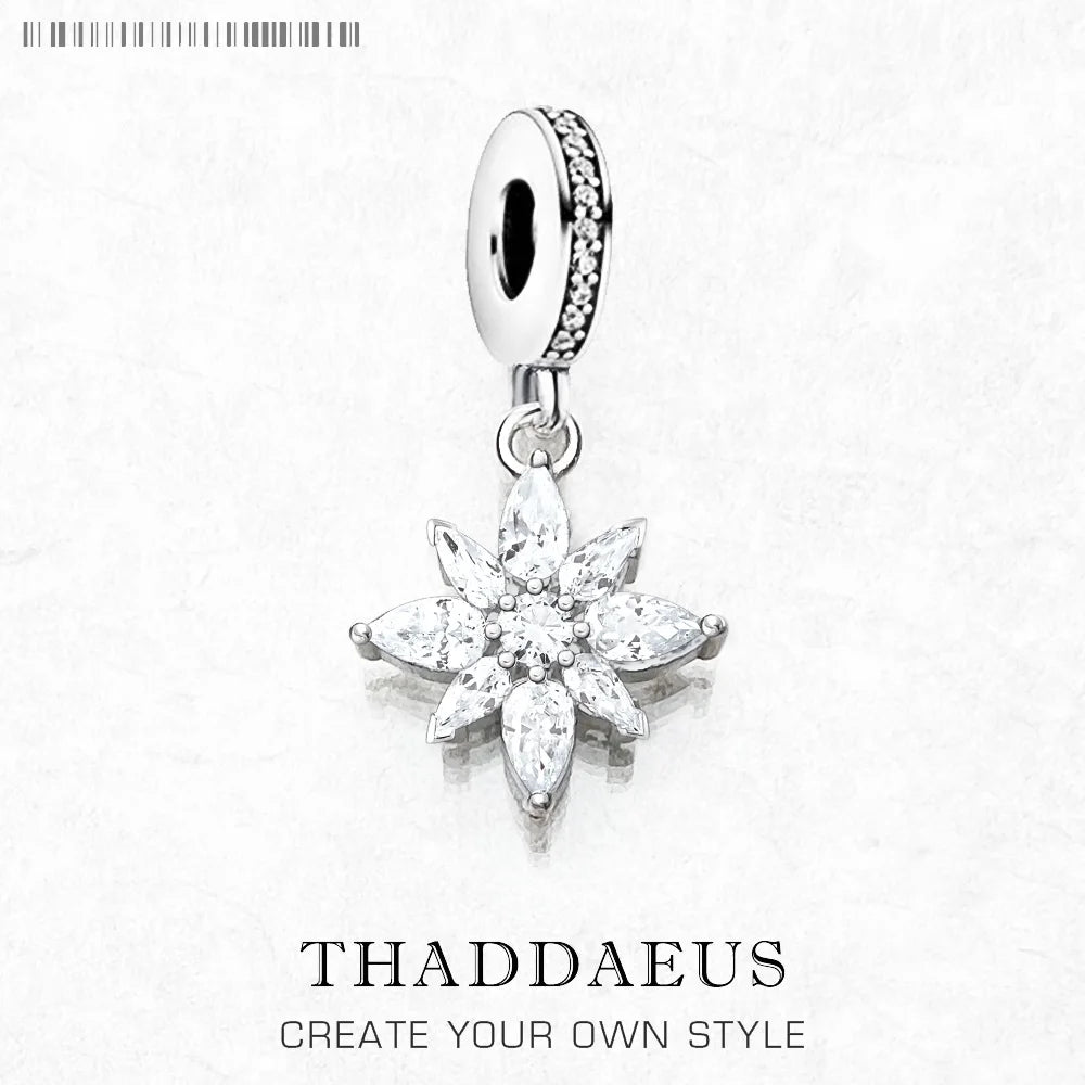 Charm-Anhänger, feminine Blume, Modeschmuck für Damen, Winter, 925er Sterlingsilber, neues romantisches Geschenk