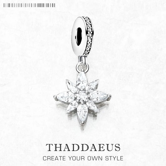 Charm-Anhänger, feminine Blume, Modeschmuck für Damen, Winter, 925er Sterlingsilber, neues romantisches Geschenk