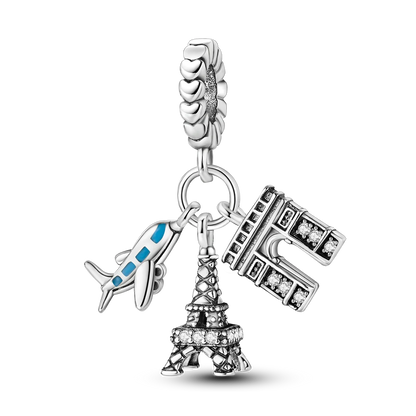 Reisepass-Charms aus 925er-Sterlingsilber, passend für Original-Armbänder, DIY-Flugzeug-Erde-Perlen für die Schmuckherstellung als Geschenk