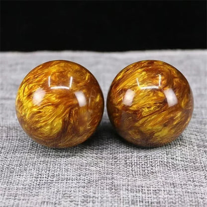 5cm goldene Seide See weide Hand Massage Ball Blut Bernstein Harz senkt Blutdruck Jade Baoding Ball Fitness Handball