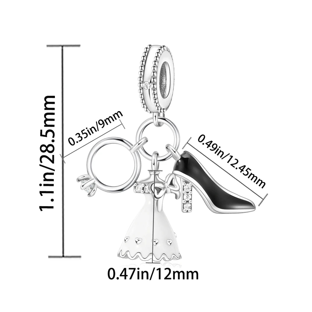 Funkelnde Edelsteinperlen aus 925er-Sterlingsilber mit eingelegten Edelsteinen und baumelnder Charm mit unendlichem Knoten, passend für Schlangenarmband, Boutique-Halskette, schönes Geschenk