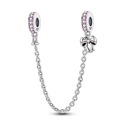 Romantische Schleifenperlen aus 925er-Sterlingsilber und herzförmiger, unendlicher baumelnder Charm, passend für Armbänder, schöne Schmuck-Accessoires, Geschenke