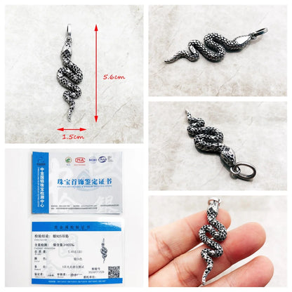 Anhänger Sternzeichen Phönix Flügel Schlange Schwert Mond Brandneuer feiner Vintage-Schmuck Accessoires 925er Sterlingsilber Geschenk für Frau Männer