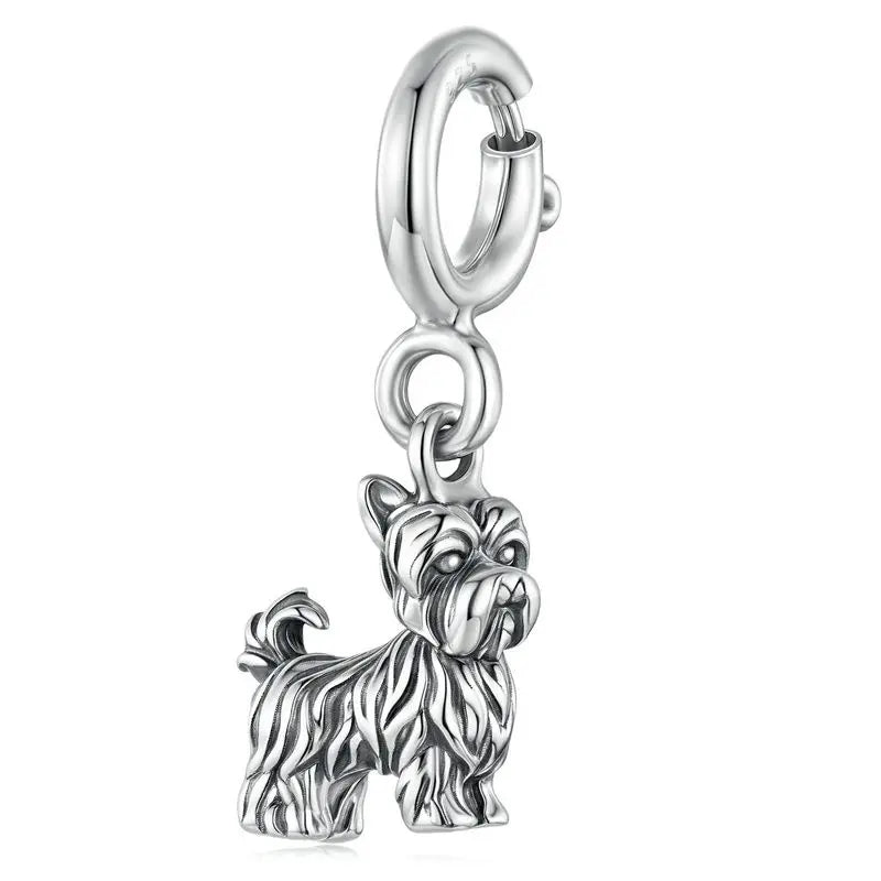 WOSTU Anhänger aus 925er-Sterlingsilber, Liebesherz-Charm, Dackel-Hund, lila Kristall, Lotus-Perlen, passend für Armband, DIY-Halskette, Mädchen-Geschenk