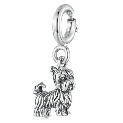 WOSTU Anhänger aus 925er-Sterlingsilber, Liebesherz-Charm, Dackel-Hund, lila Kristall, Lotus-Perlen, passend für Armband, DIY-Halskette, Mädchen-Geschenk